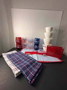 Patriotic 4th of July Red White & Blue Holiday Entertaining Kitchen Bundle Set
